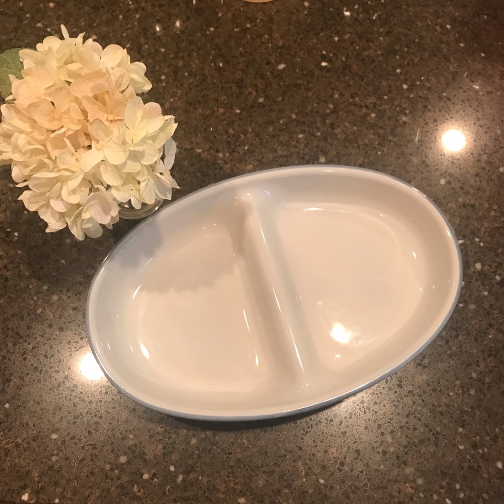 Pfaltzgraff white platter blue serving plate